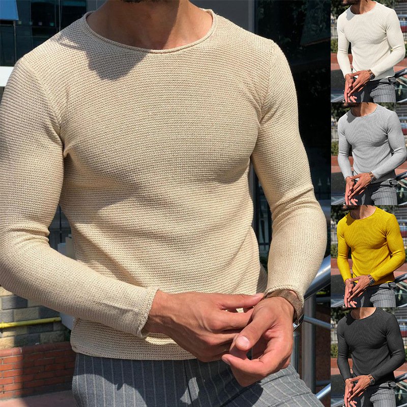 Casual Crew-neck Sweater for Men - Plus Size Friendly