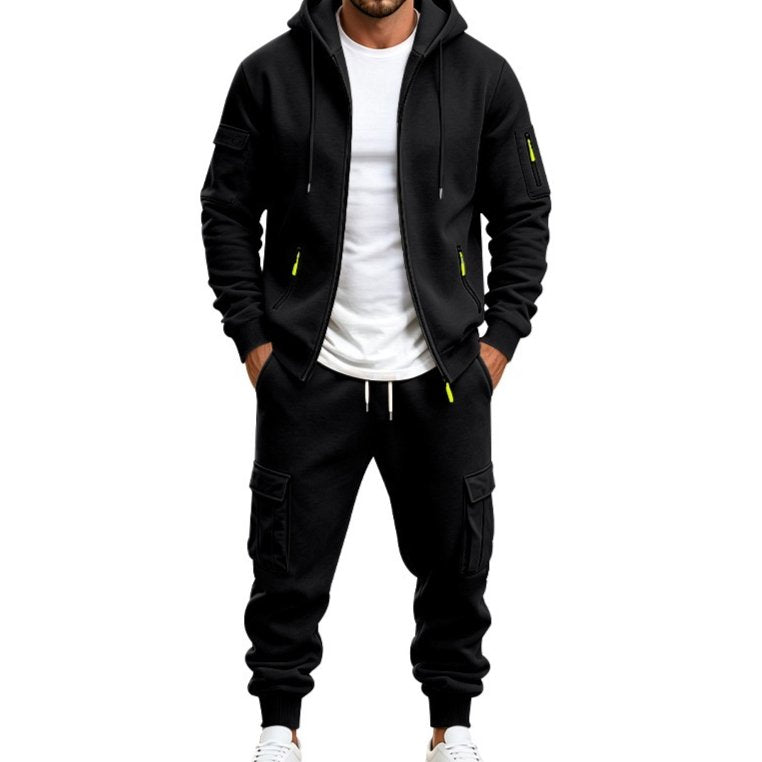Loose-Fit Fleece-Lined Hoodie & Pants Set for Men