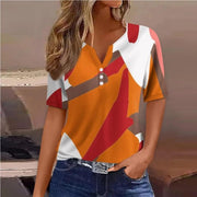 Women's Floral V-Neck Short Sleeve Tops