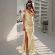 Sequin Off-Shoulder Maxi Dress for Women