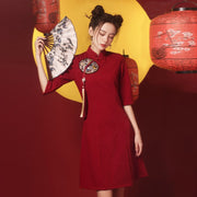 Improved Wine-red Chinese-style Wedding Dress