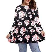 Plus-Size Relaxed Fit Long Sleeve Top with Belted Detail