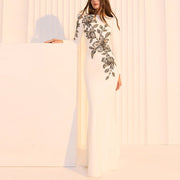 Heavy-embroidered Beaded and Diamond-studded Long Dress