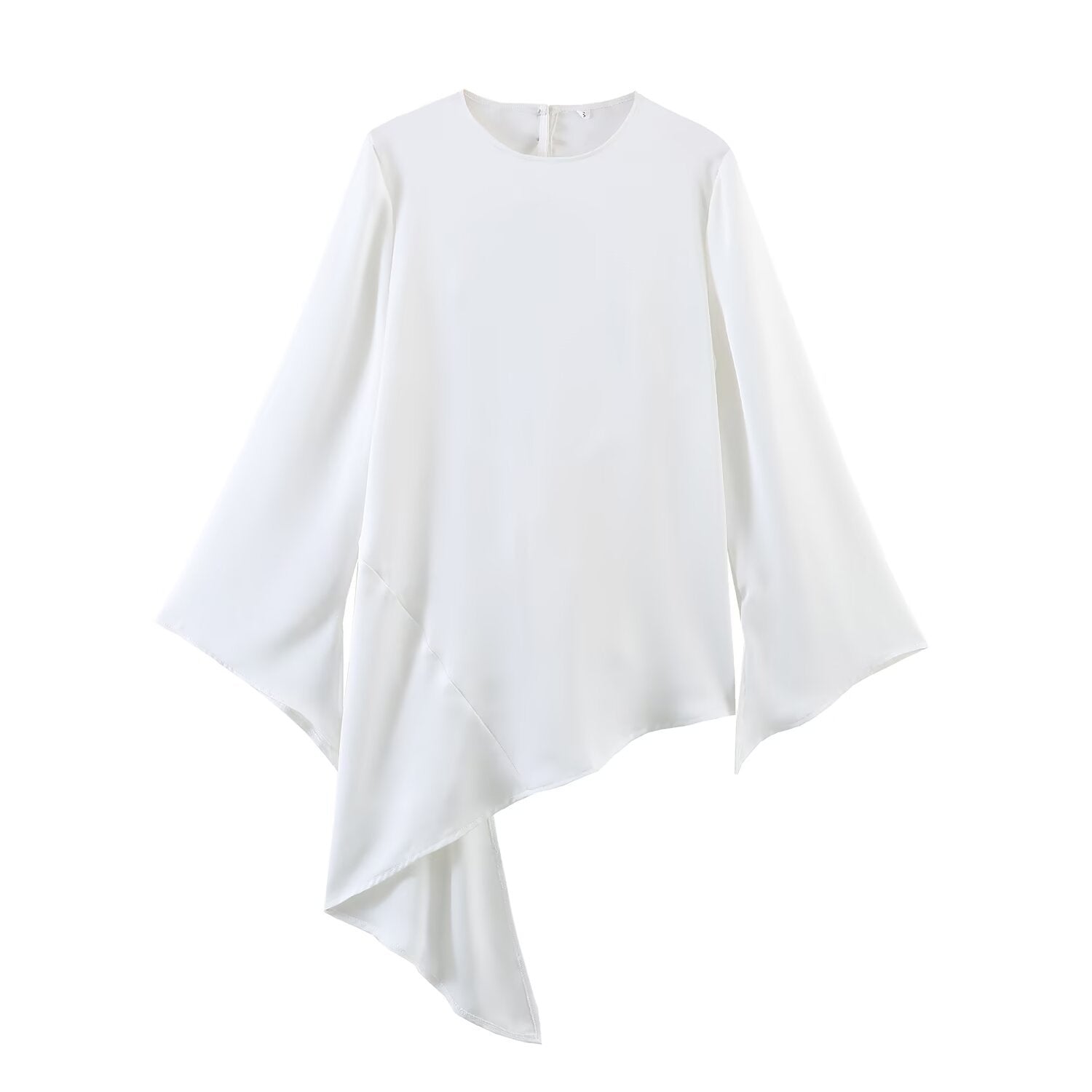 White Satin Asymmetric Top for Women