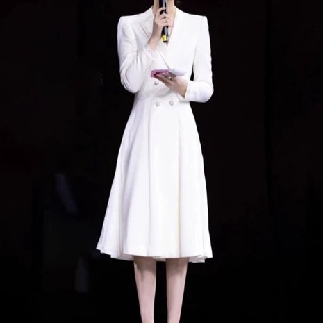 Host's Formal Suit Set White Long-sleeved Suit Skirt