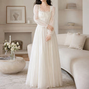 Retro Square-neck Ruffled Dress for Women