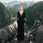 Heavy-duty Diamond-studded Slimming Long Dress