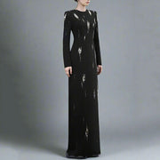 High-end Beaded and Sequined Black Dress