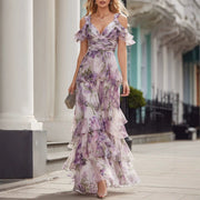 Fitted-waist, Figure-flattering High-waisted Printed Dress