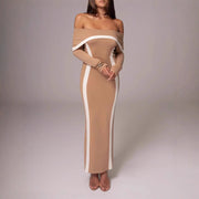 Womens Fashion Sexy Off-shoulder Slim-fit Dress