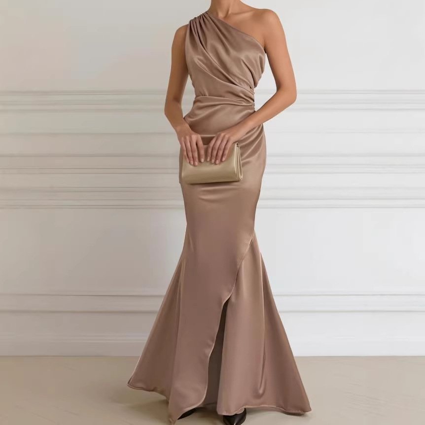 New Elegant Figure-flattering Solid-color Sleeveless Backless Dress