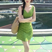Womens Slim-fit Versatile V-neck Tank Dress