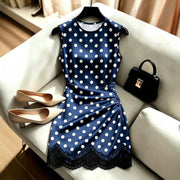 Womens Sleeveless Polka-dot Print Tank Dress