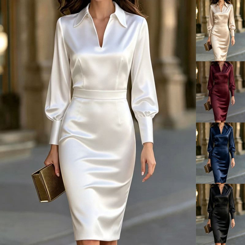 Women's Clothing V-neck Long-sleeve Dress