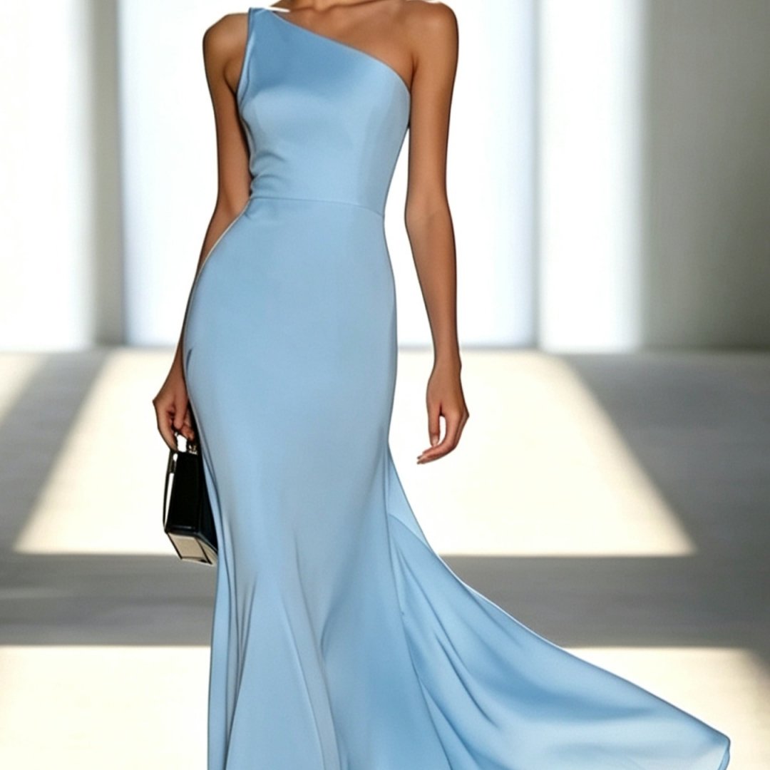 Womens Solid-color Off-shoulder Casual Versatile Dress