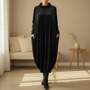 Western-style Loose-fitting Crew-neck Dress