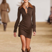 Womens Casual Patchwork Color-block Dress