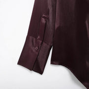 Women's Pocket Silk Satin Long-sleeved Shirt