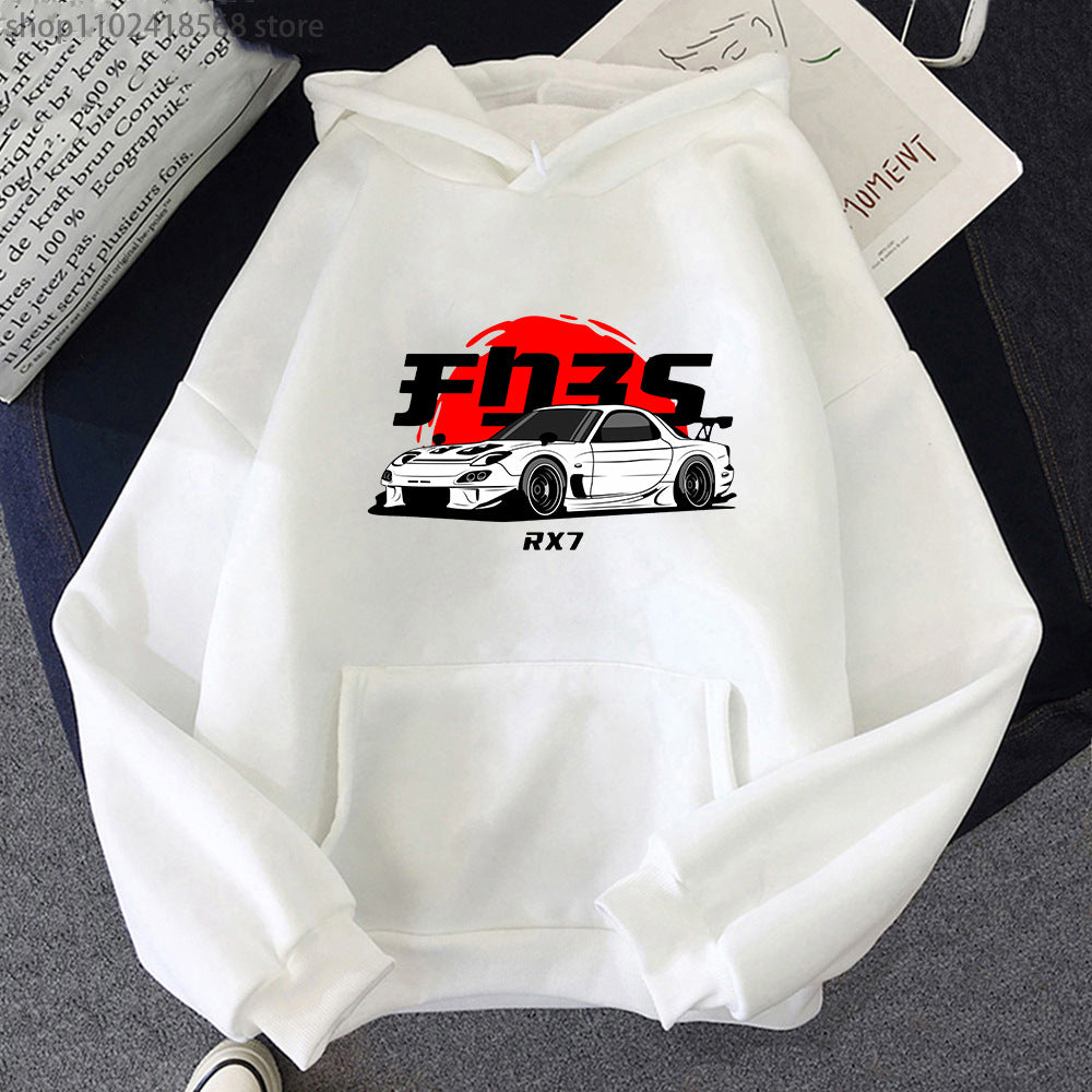 Unisex Graphic Car Print Casual Cotton Hoodie