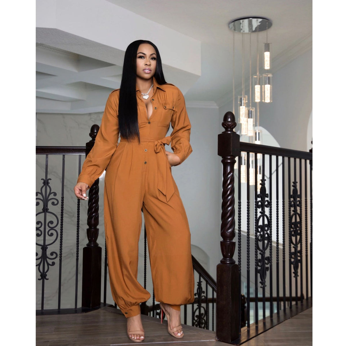 Women's Solid Color Loose Casual Jumpsuit
