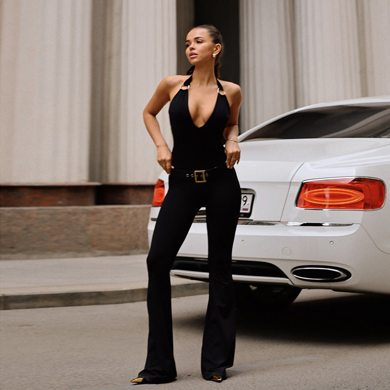 Chic V-Neck Halter Jumpsuit for Women