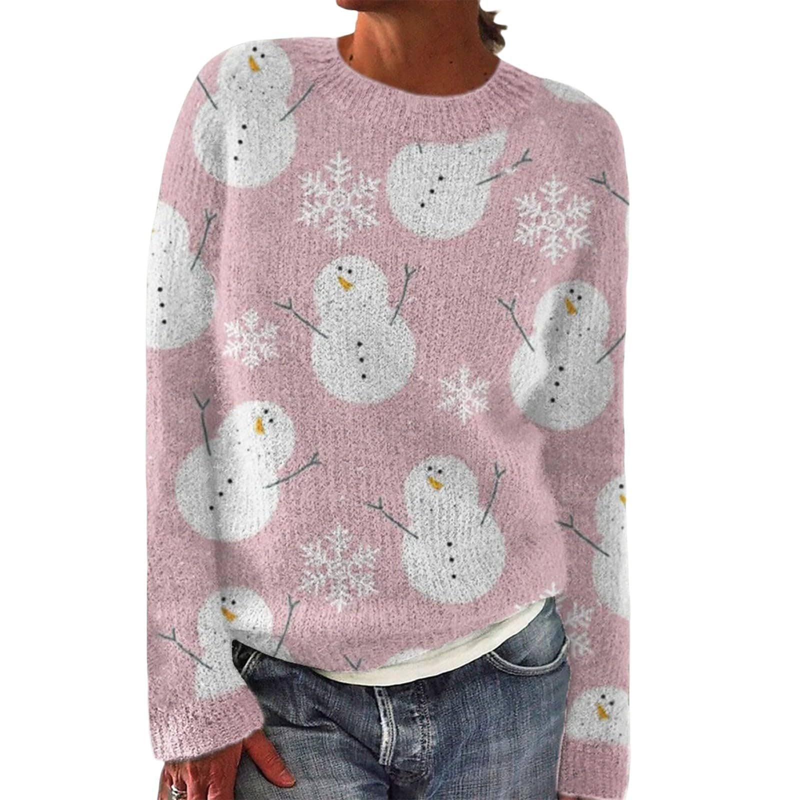 Digital 3D Christmas Round Neck Long Sleeve Sweater