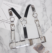 Luxury PU Leather Belt with Gold Mirror Accents