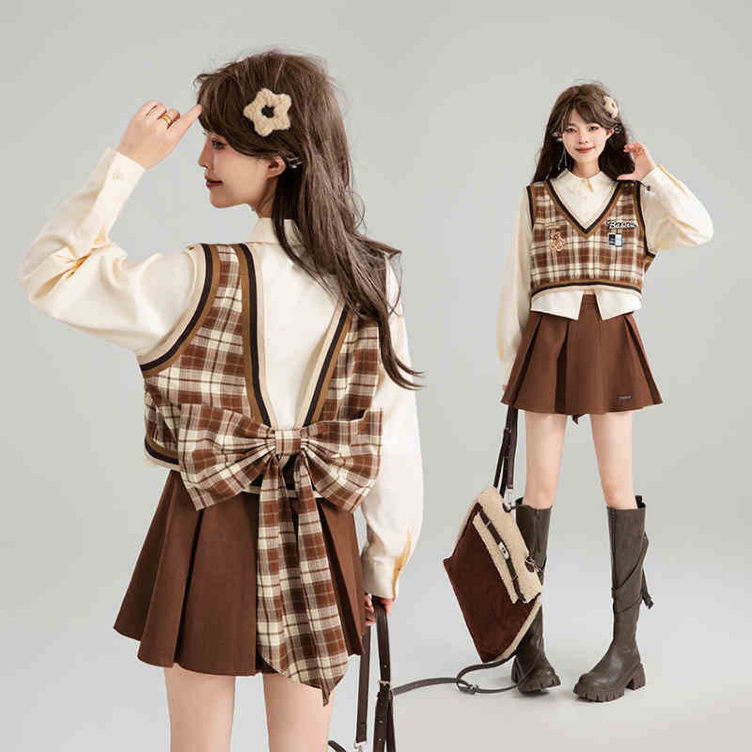 American Retro Style Fake Two Piece Shirt