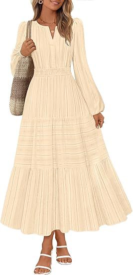 Chic V-Neck Ruched Tiered Long Sleeve Dress