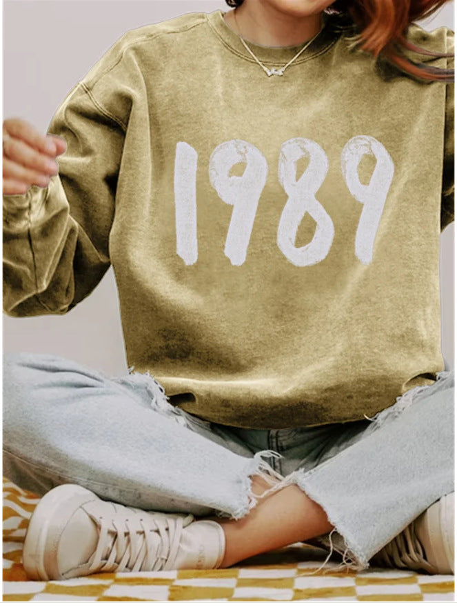 Women's Long Sleeve Printed Crew Neck Casual Sweater Top
