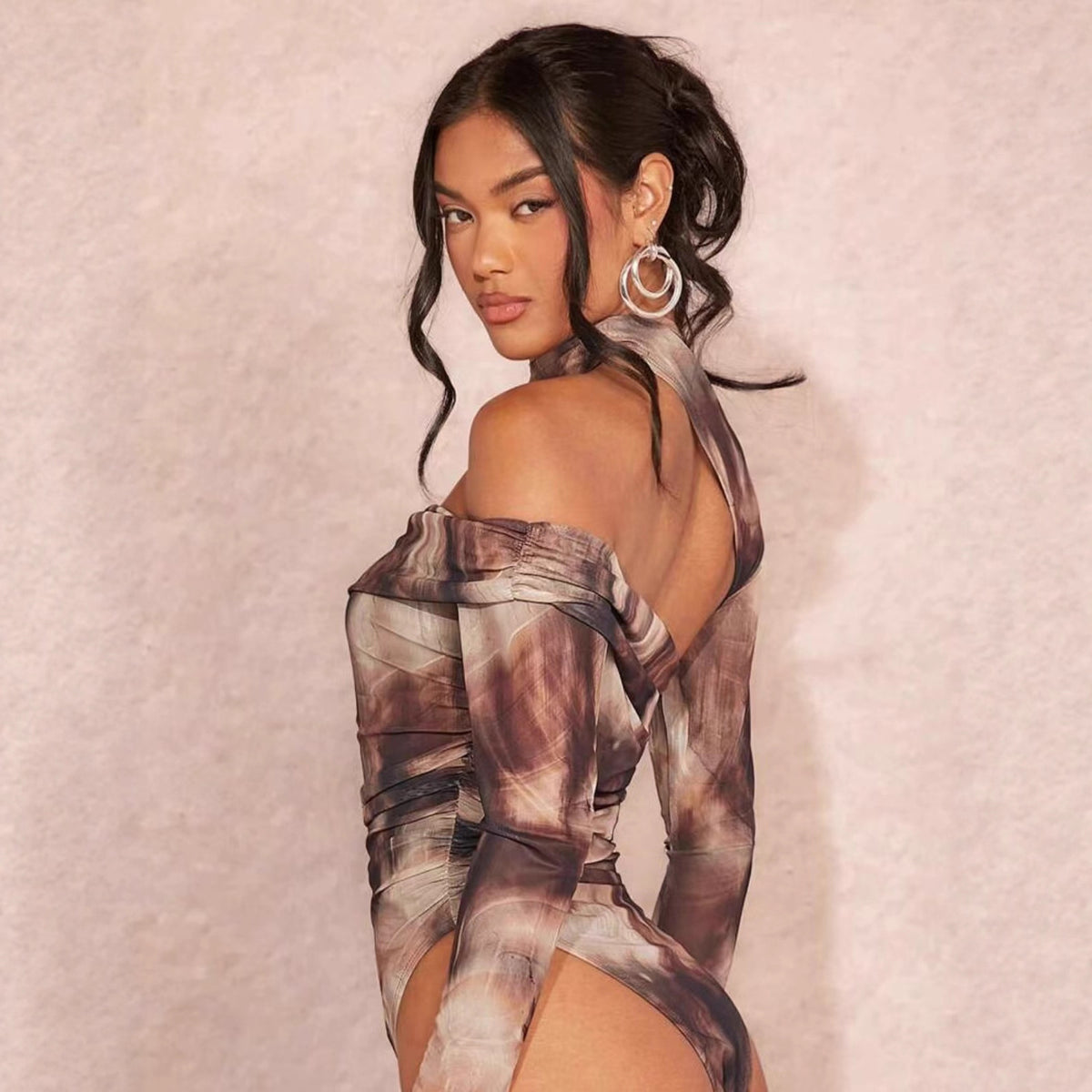 Sexy Off-Shoulder Asymmetrical Halter Bodysuit
