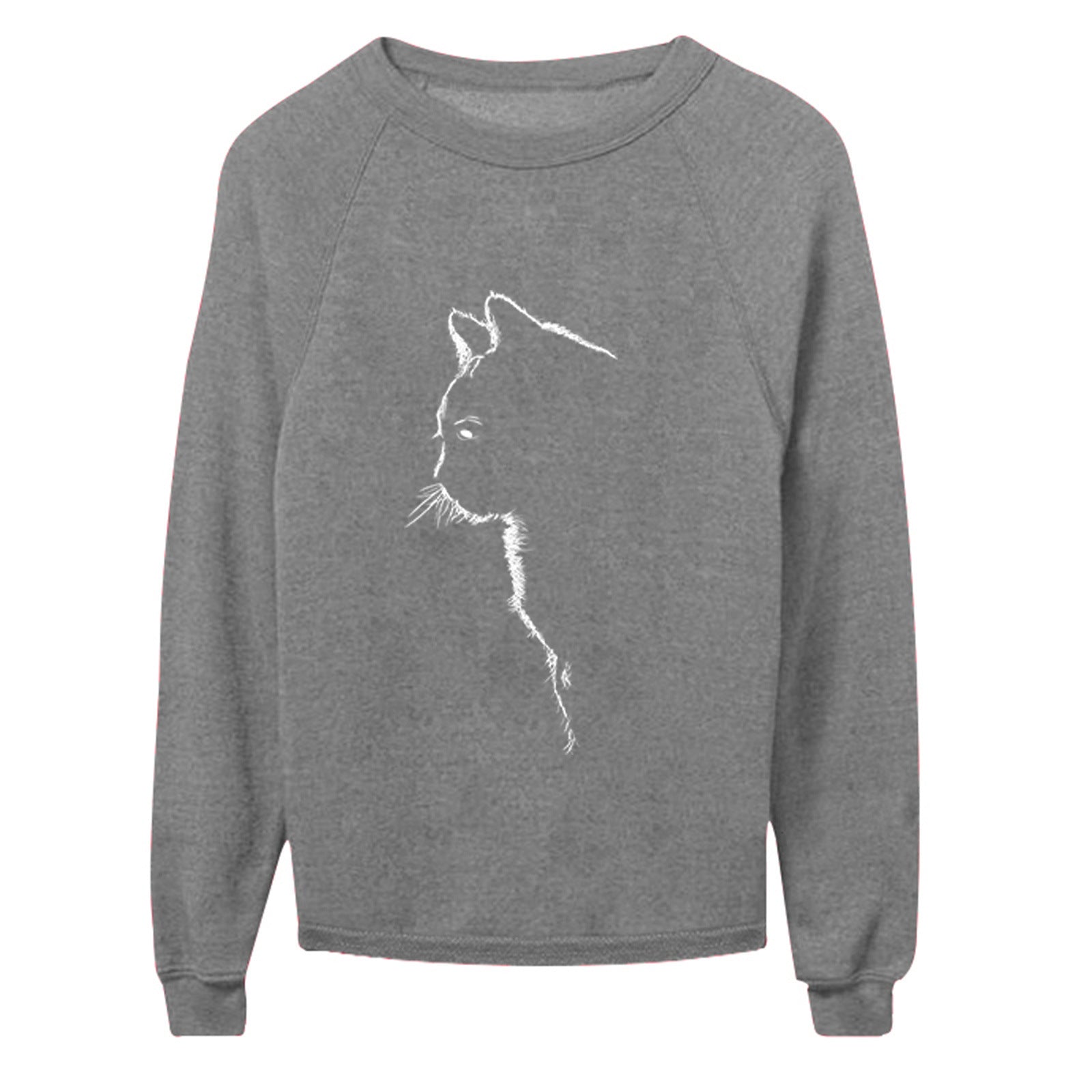 Cute Cat Print Long Sleeve Pullover Sweater