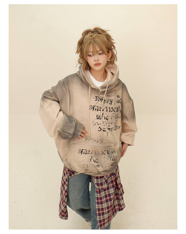 Women's Layered Hooded Chenille Sweater Loose Pullover