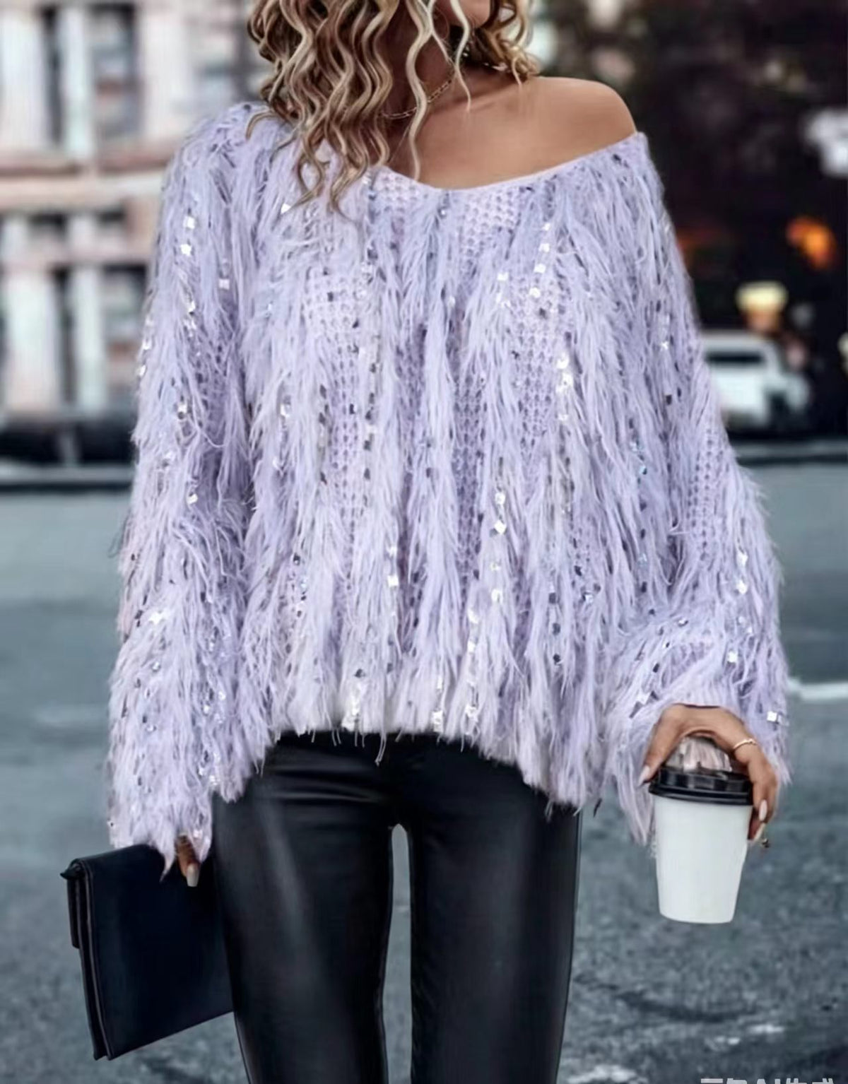 Fashionable Handmade Tassel Knitted Pullover Sweater