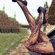 Slim-Fit Women's Jacquard Stockings, Motorcycle-Lace Style