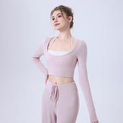 Nude Feel Yoga Clothes Long Sleeve Sports Bra Workout Top