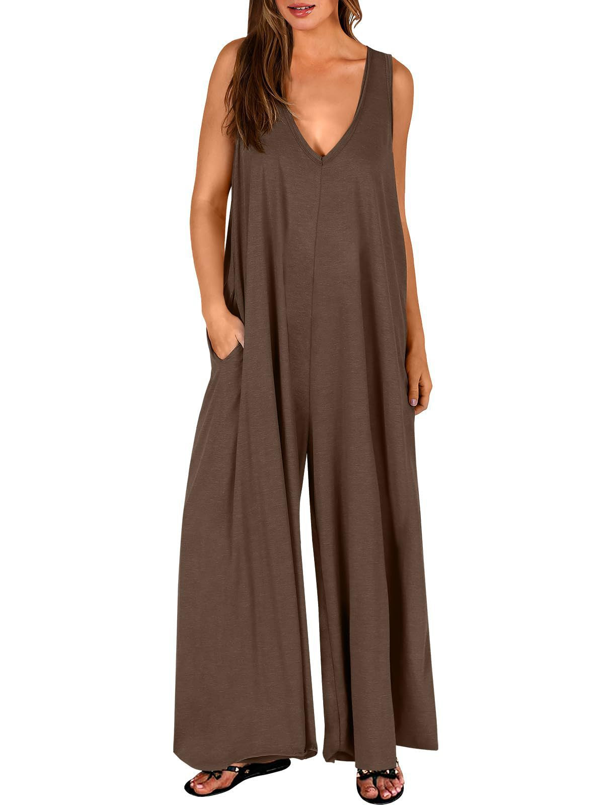 Women's Casual Wide-Leg Pocket Jumpsuit