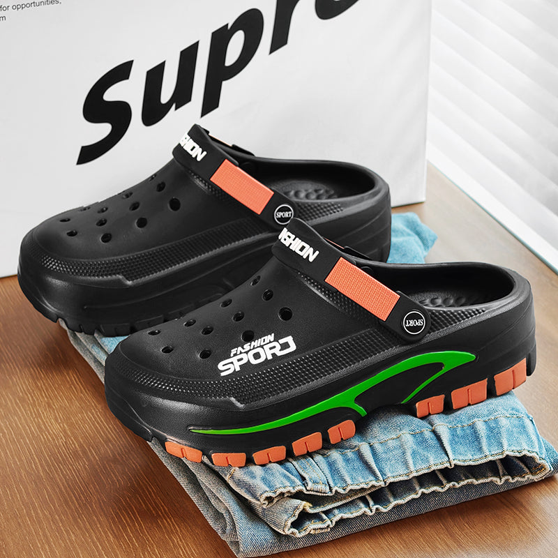 Men's Non-Slip Sports Clogs with Thick Sole