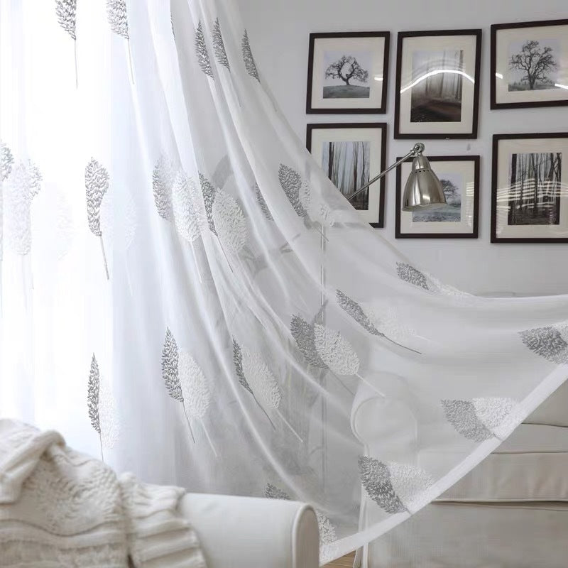 Modern Simple Embroidered Curtain and Window Screen