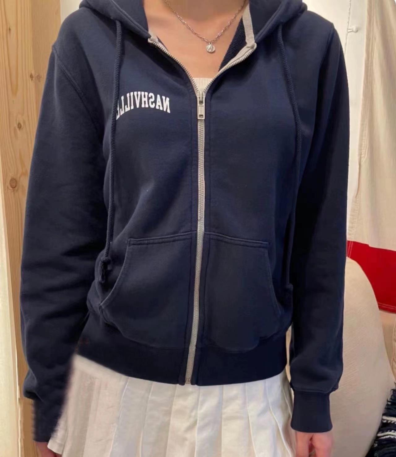 Women's Letter Print Zip-Up Hooded Slimming Cardigan