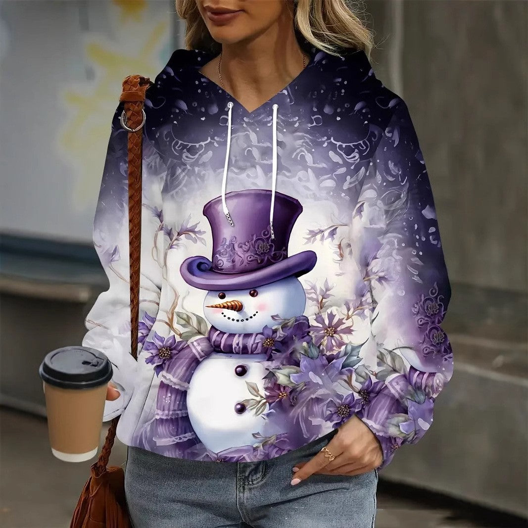 Festive Merry Christmas Snowman Women's 3D Hoodie