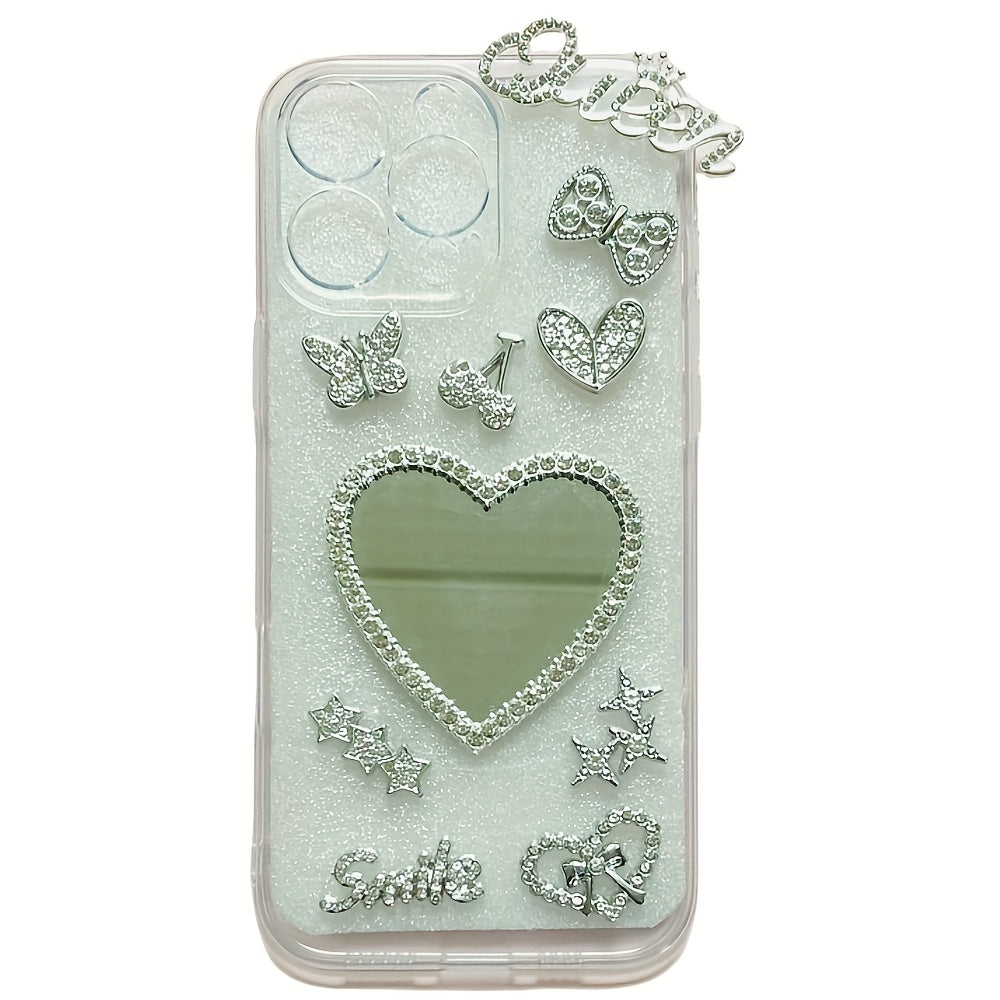 Bling Sparkling Phone Case with Mirror Adornments and Storage Box