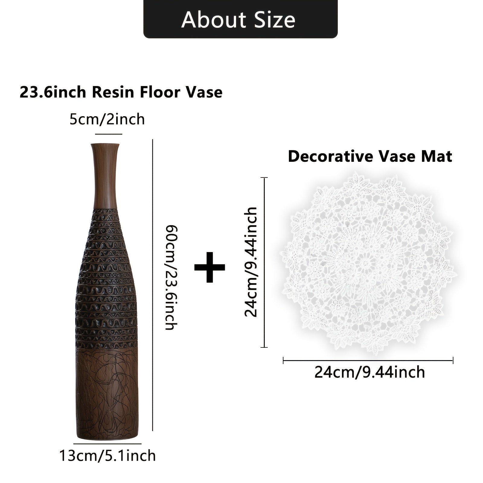 Extra-large resin floor vase with wavy pattern design