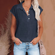 Retro Cotton-Linen Short Sleeve Shirt – Women's Light & Breezy