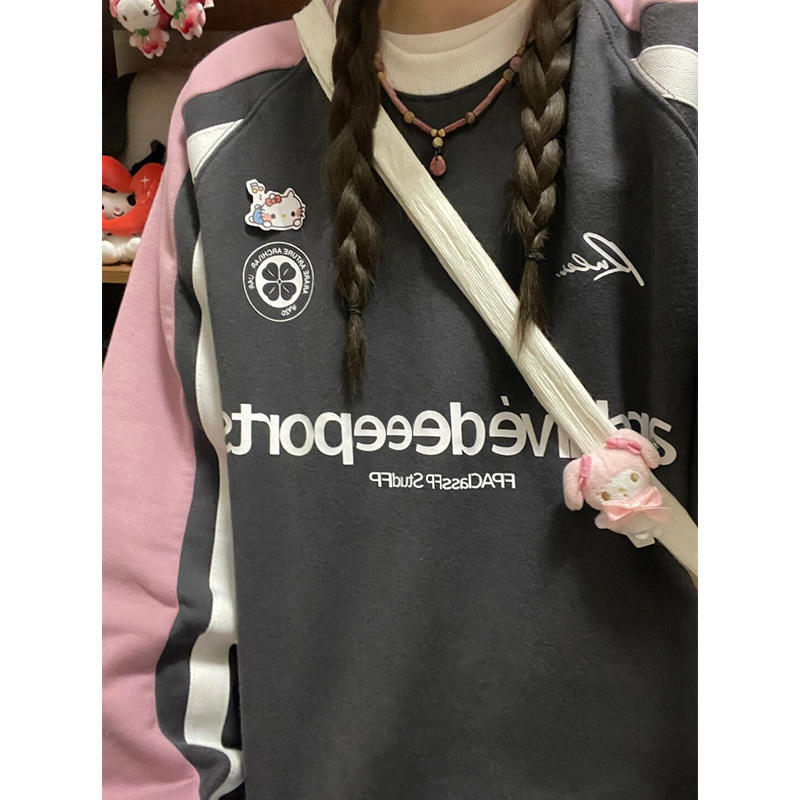 Y2K Retro Letter Print Crew Neck Sweatshirt