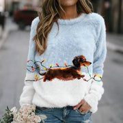 Womens 3d Digital Print Christmas Crew-neck Sweatshirt
