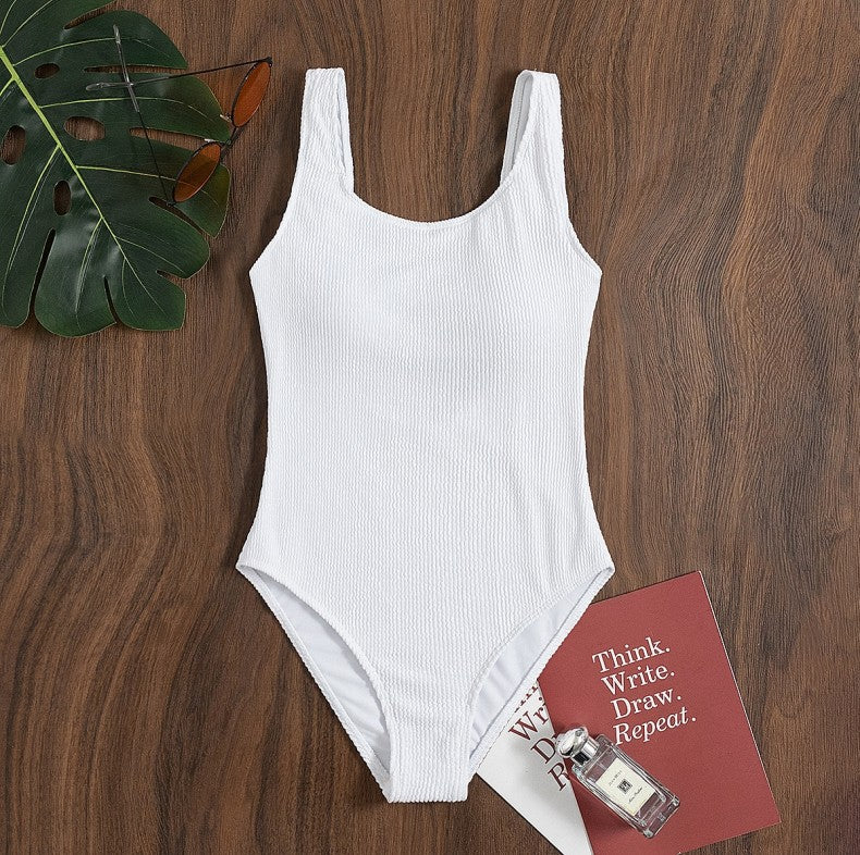 Bubble-Textured Pleated One-Piece Swimsuit