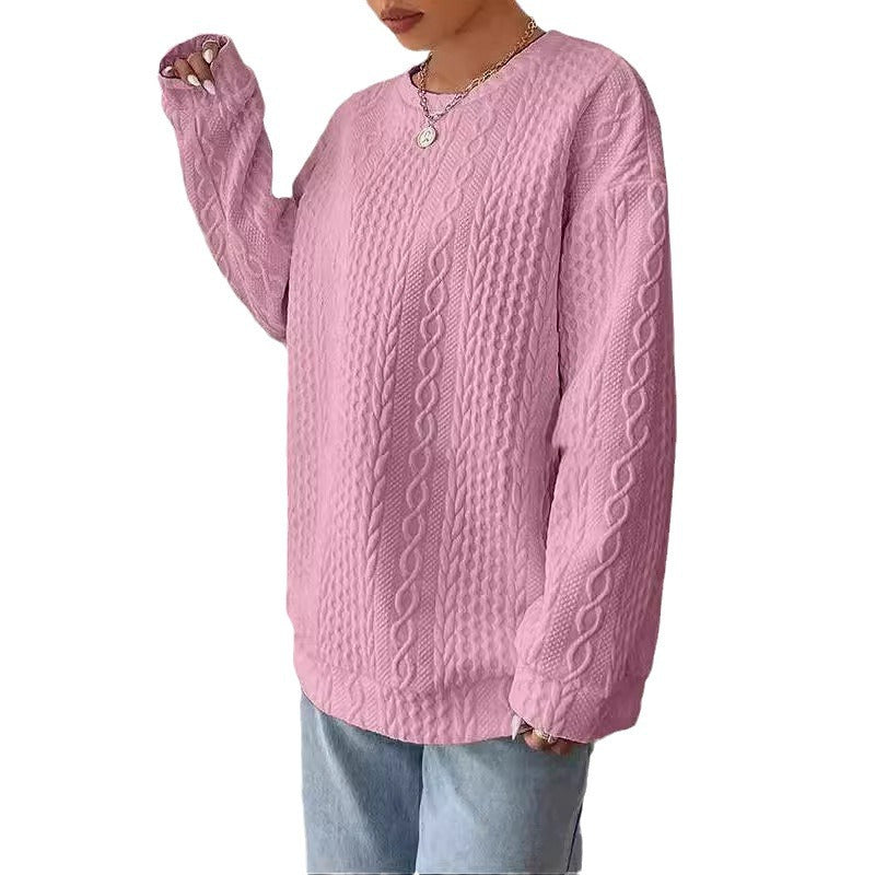 Women's Cozy Jacquard Round Neck Casual Sweater