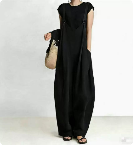 Japanese-Style High-Waist Wide-Leg Casual Overalls