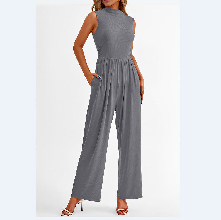 Women's Sleeveless Casual Solid Color Jumpsuit